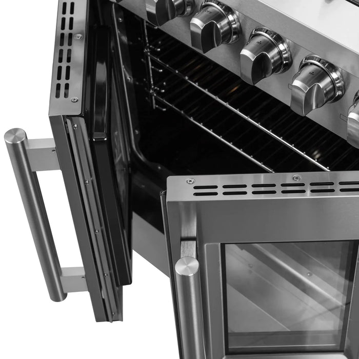 Forno Galiano FFSGS6356-30 30" French Door Dual Fuel Range, 5 Sealed Burners, True Convection, Stainless Steel