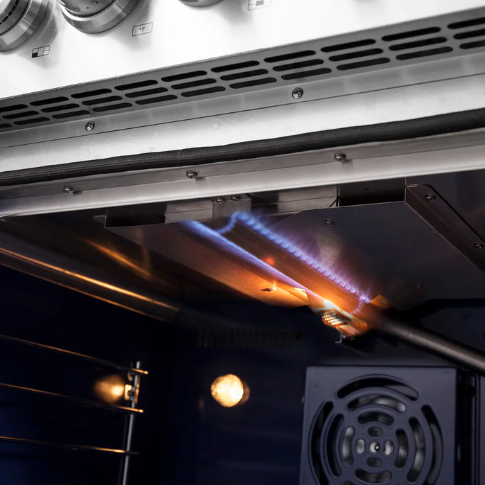 Forno Massimo FFSGS6439-30 30" Stainless Steel French Door Gas Range, 5 Sealed Burners, 4.32 cu. ft. Convection Oven