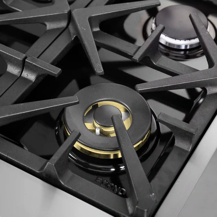 Forno Massimo FFSGS6439-48 48" Stainless Steel Freestanding French Door Gas Range, 8 Sealed Burners & Double Convection Ovens