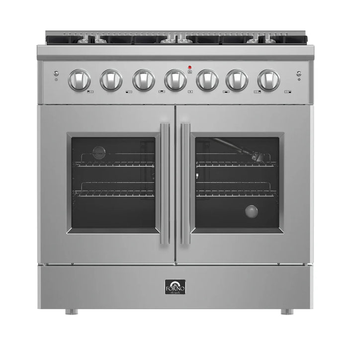 Forno Galiano FFSGS6444-36 36" French Door Gas Range, 6 Burners, Stainless Steel
