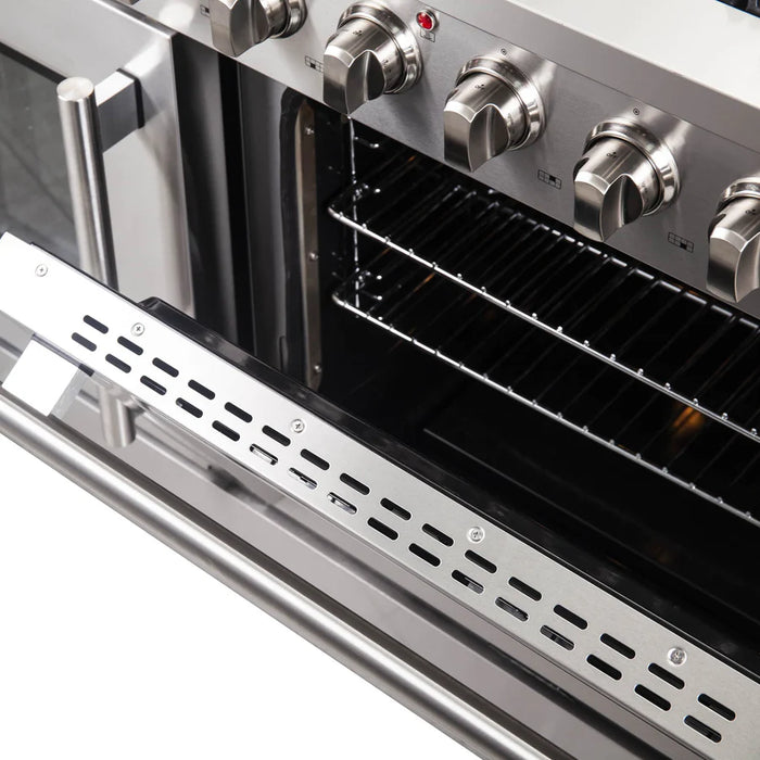 Forno Galiano FFSGS6444-48 48" French Door Gas Range, 8 Burners, Griddle, Stainless Steel