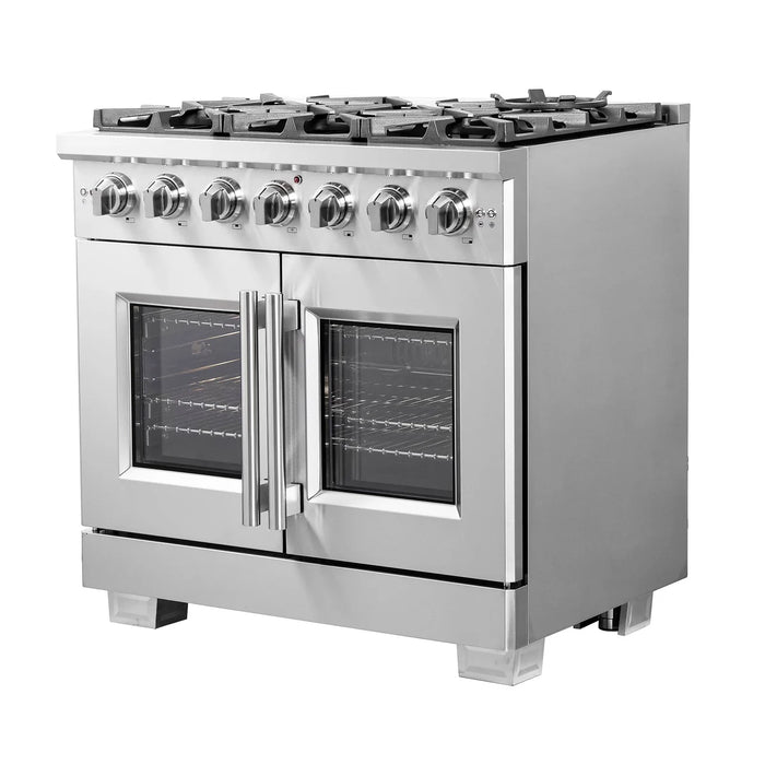 Forno Capriasca FFSGS6460-36 36" Freestanding French Door Gas Range, Stainless Steel