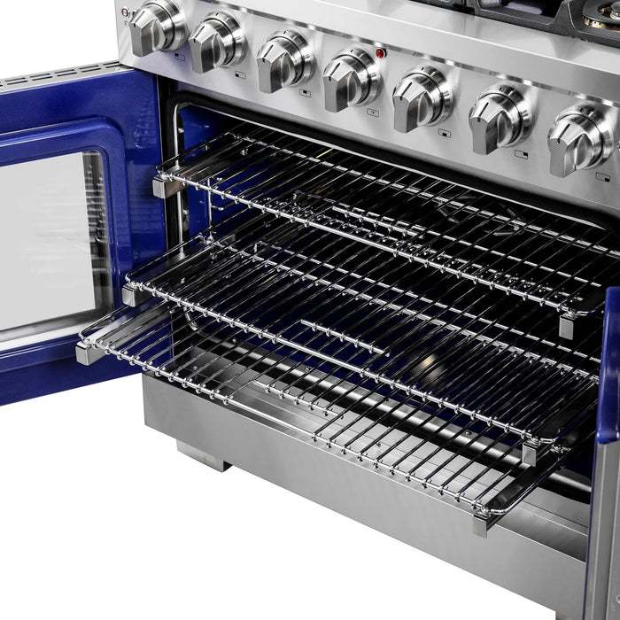 Forno Capriasca FFSGS6460-36 36" Freestanding French Door Gas Range, Stainless Steel