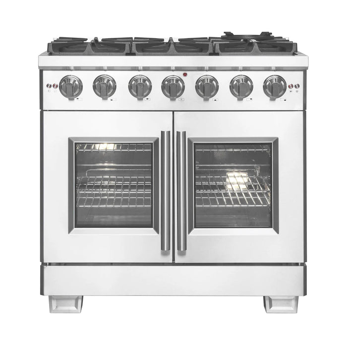 Forno Capriasca FFSGS6460-36 36" Freestanding French Door Gas Range, Stainless Steel