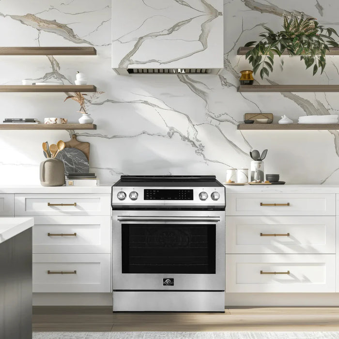 Forno Donatello Espresso FFSIN0905-30 30-Inch Slide-In Induction Range with Convection Oven and 5 Cooking Zones – Stainless Steel