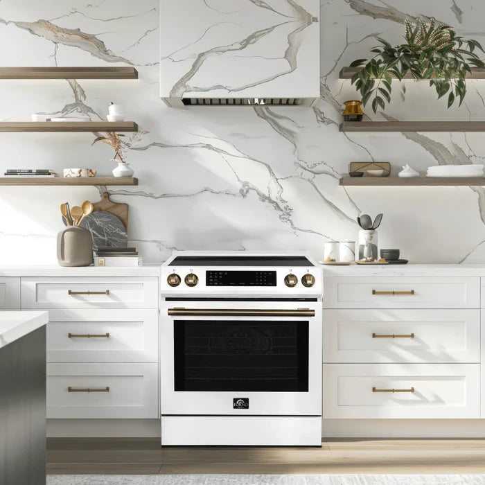 Forno 2-Piece Kitchen Appliance Package – 30″ White Induction Range + 36″ White French Door Refrigerator – FBDL-015-09CAUS
