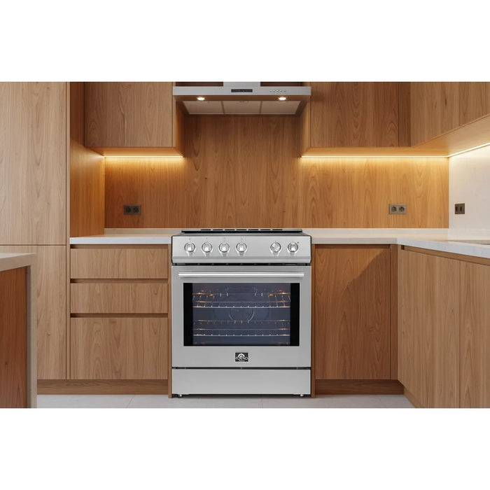 Forno Leonardo Espresso FFSIN0982-30 30" Slide-In Induction Range – True Convection Oven, 5 Cooking Zones, 5.0 cu ft, Stainless Steel