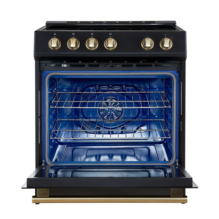 Forno Leonardo Espresso FFSIN0982-30BLK 30-Inch Slide-In Induction Range with Convection Oven and 5 Cooking Zones – Black