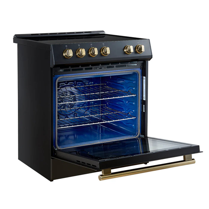 Forno Leonardo Espresso FFSIN0982-30BLK 30-Inch Slide-In Induction Range with Convection Oven and 5 Cooking Zones – Black