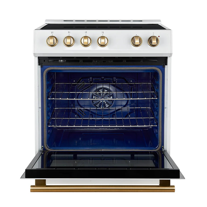 Forno Leonardo Espresso FFSIN0982-30WHT 30-Inch Slide-In Induction Range with Convection Oven and 5 Cooking Zones – White