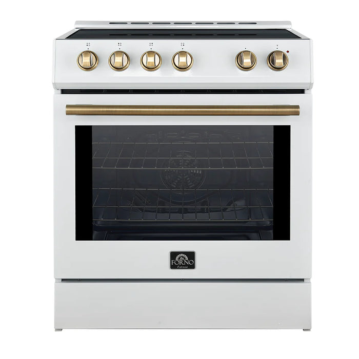 Forno Leonardo Espresso FFSIN0982-30WHT 30-Inch Slide-In Induction Range with Convection Oven and 5 Cooking Zones – White
