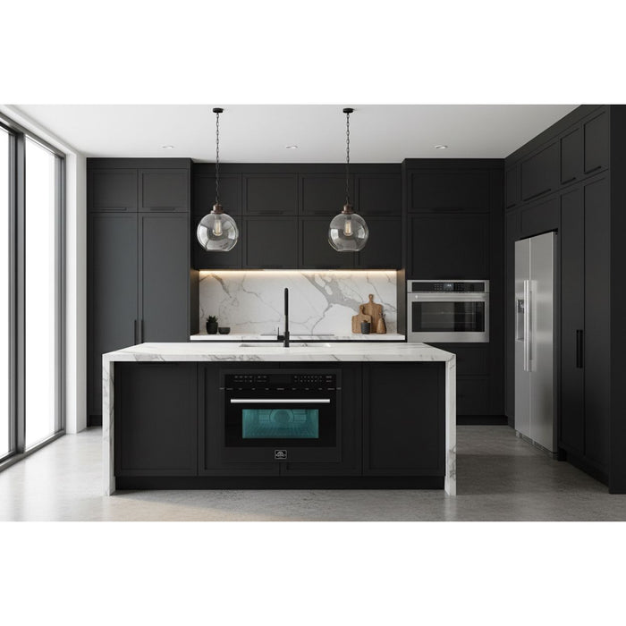 Forno Oliena FMWDR3093-24BLK 24″ Black Built-In Microwave Convection Drawer, 1.2 cu ft, 1000 W, Touch Controls