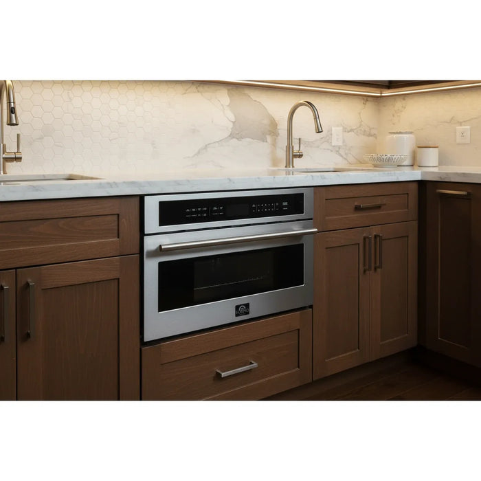 Forno Oliena FMWDR3093-30 30″ Built-In Microwave Drawer – Stainless Steel with Stainless Steel Handles, 1.4 cu ft, 1000 W, Touch Controls