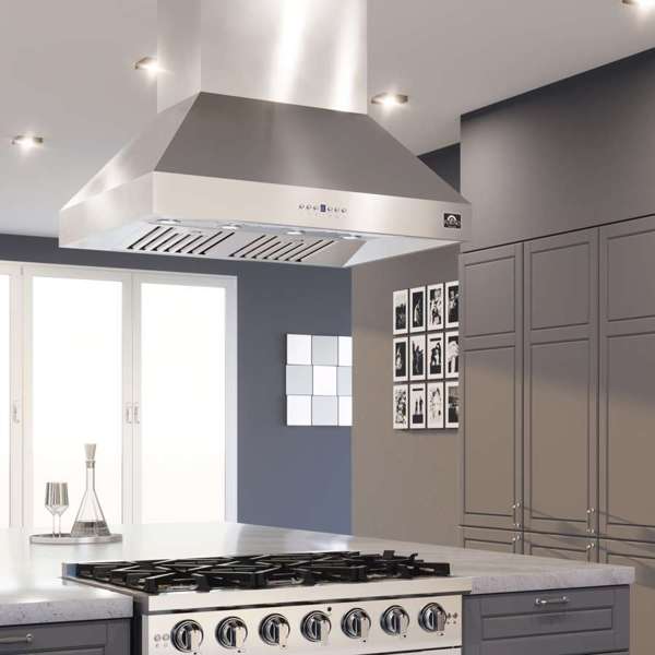 Forno Coppito 36-Inch Island Range Hood, Stainless Steel with LED Lighting and Adjustable Fan Speeds – Model FRHIS5129-36