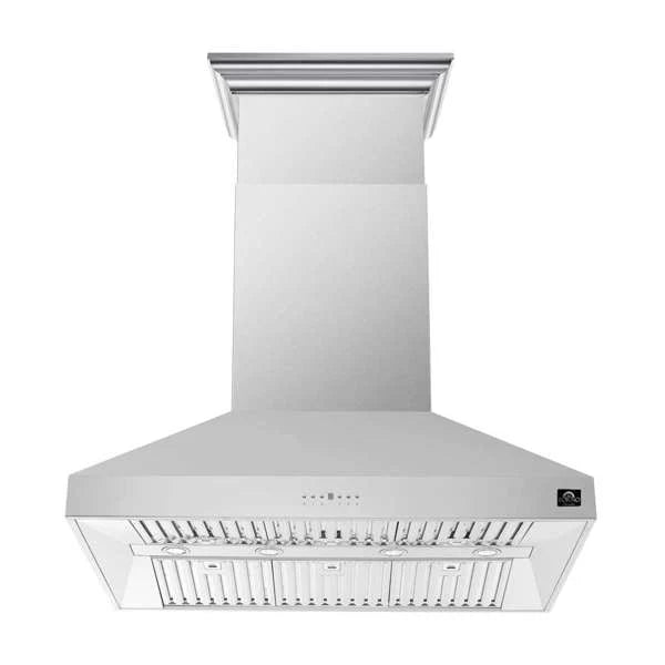 Forno Coppito 48-Inch Island Range Hood, Stainless Steel with LED Lighting and Adjustable Fan Speeds – Model FRHIS5129-48