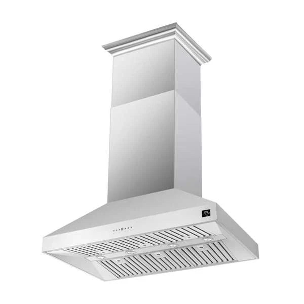 Forno Coppito 48-Inch Island Range Hood, Stainless Steel with LED Lighting and Adjustable Fan Speeds – Model FRHIS5129-48