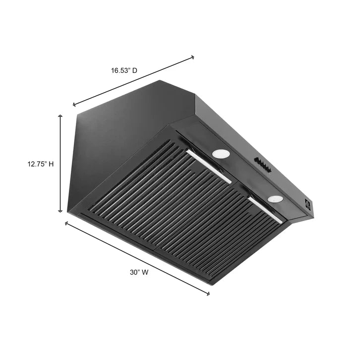 Forno Bari Espresso 30-Inch Under Cabinet Range Hood, Black, 600 CFM with LED Lighting – Model FRHUC5255-30BLK