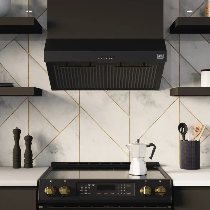Forno Bari Espresso 30-Inch Under Cabinet Range Hood, Black, 600 CFM with LED Lighting – Model FRHUC5255-30BLK