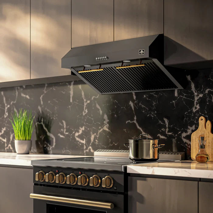 Forno Bari Espresso 30-Inch Under Cabinet Range Hood, Black, 600 CFM with LED Lighting – Model FRHUC5255-30BLK