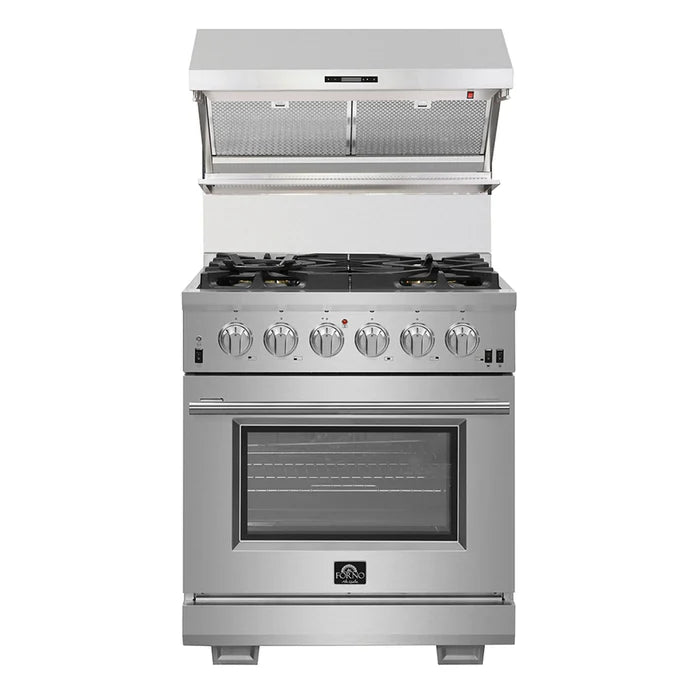 FORNO Savona 30″ Wall Mount Range Hood – Stainless Steel Wall-Mounted Range Hood with Baffle Filters & Backsplash (FRHWM5029-30)