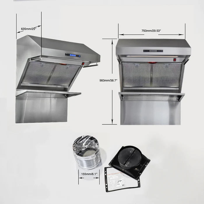 Forno Arezzo 30″ Wall-Mounted Range Hood with Hybrid Filters & Backsplash – 600 CFM Heavy Duty (FRHWM5029-30HB)