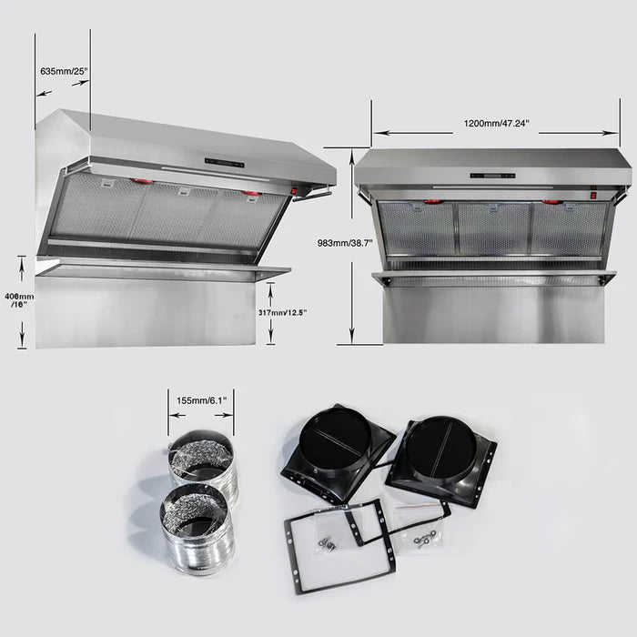 FORNO Savona 48‑Inch Wall Mount Range Hood – 1200 CFM Stainless Steel Wall‑Mounted Range Hood with Baffle Filters & Backsplash (FRHWM5029‑48)
