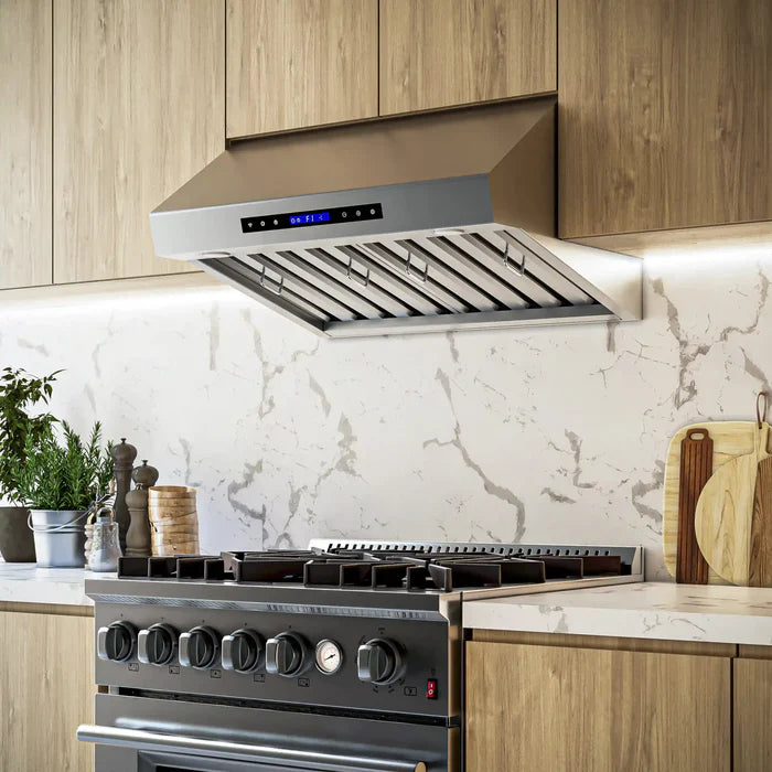 FORNO Palazzo 30″ Wall‑Mounted Range Hood – 500 CFM Heavy‑Duty Stainless Steel Vent Hood with Baffle Filters & Remote Control (FRHWM5030‑30)
