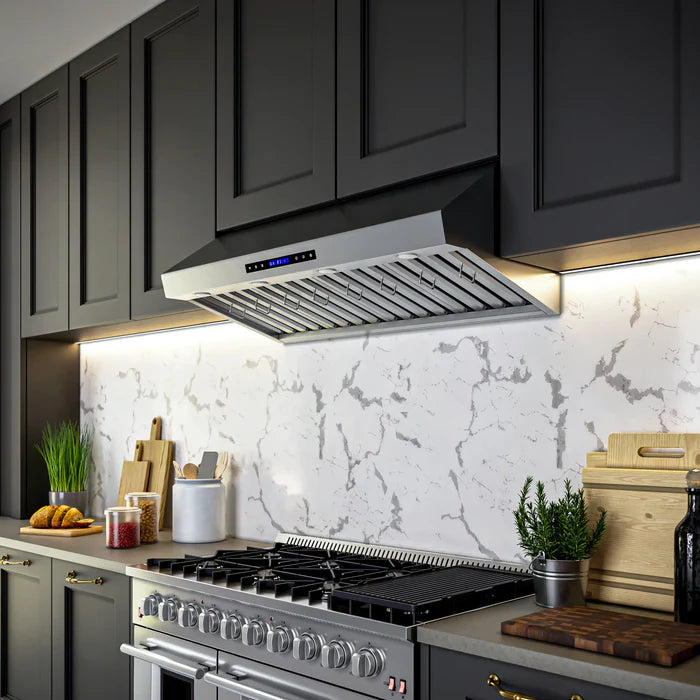 Forno Palazzo FRHWM5030-48 48-Inch Wall Mounted Range Hood – Stainless Steel, Heavy Duty Baffle Filters, Remote Control