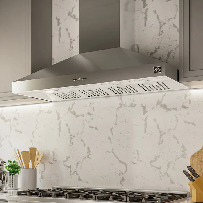 Forno Orvieto 60-Inch Wall Mount Range Hood, Stainless Steel, Heavy Duty with LED Lighting – Model FRHWM5094-60