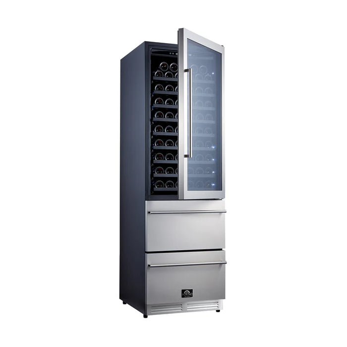 Forno Azienda FWCDR6628-24S 24″ Built-In Dual Zone Wine Cooler with Dual Drawers, Stainless Steel, Up to 108 Bottles