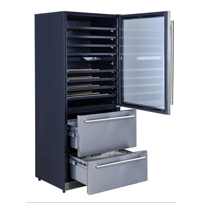 Forno Capraia FWCDR6661-30S 30″ Dual-Zone Wine Cooler with Dual Refrigerated Drawers, Stainless Steel, Up to 144 Bottles