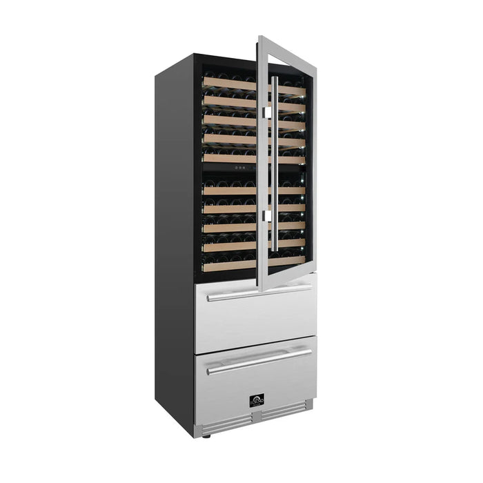 Forno Celano FWCDR6697‑30S 30″ Dual Zone Wine & Beverage Cooler, Stainless Steel, 21.3 cu.ft, Built-In or Freestanding
