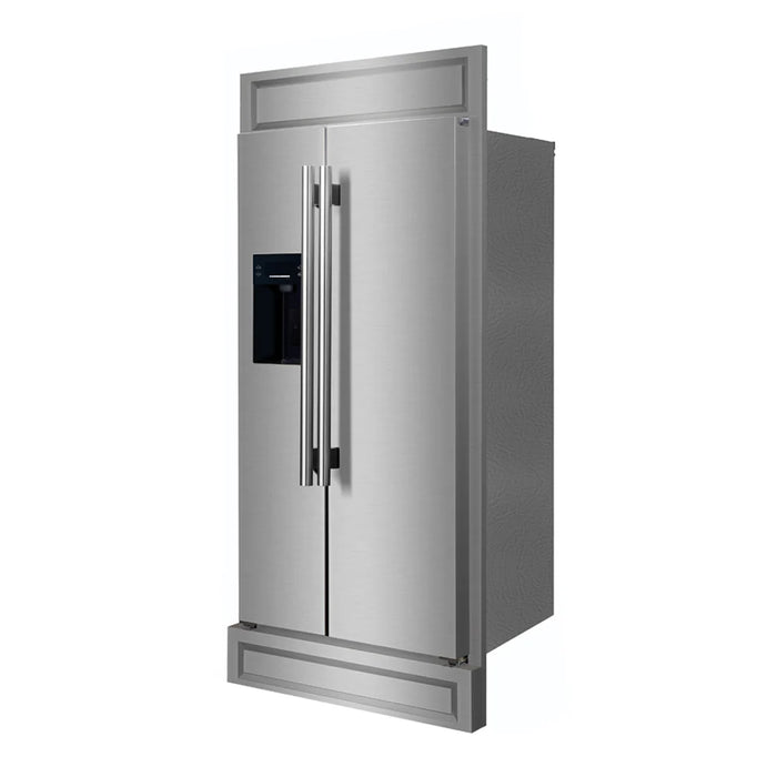 Forno Salerno FFRBI1844‑40MG 40″ Built‑In Stainless Steel Side‑by‑Side Refrigerator, 20 cu ft