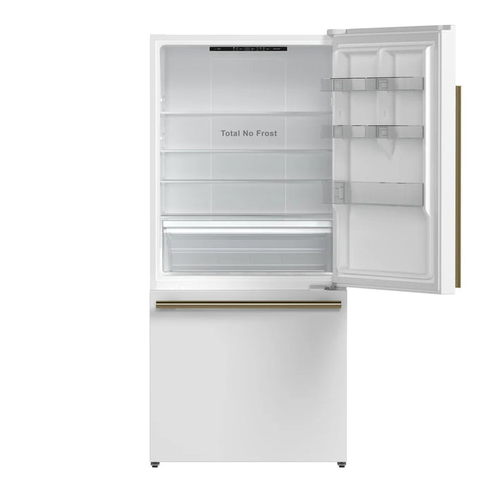 Forno Milano Espresso FFFFD1785-31WHT 31″ White Bottom Freezer Refrigerator, 17.2 cu ft