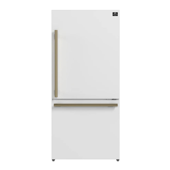Forno Milano Espresso FFFFD1785-31WHT 31″ White Bottom Freezer Refrigerator, 17.2 cu ft