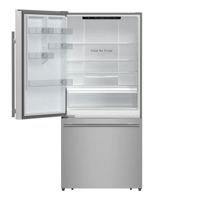 Forno Milano Espresso FFFFD1786-31S 31″ Stainless Steel Bottom Freezer Refrigerator with Ice Maker, 17.2 cu ft