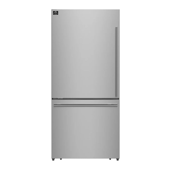 Forno Milano Espresso FFFFD1786-31S 31″ Stainless Steel Bottom Freezer Refrigerator with Ice Maker, 17.2 cu ft