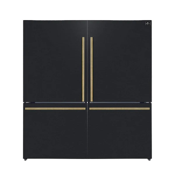 Forno Milano FFFFD1787-60BLK 62″ Black 2-Piece Freestanding Refrigerator with Dual Bottom Freezers, 34.4 cu ft
