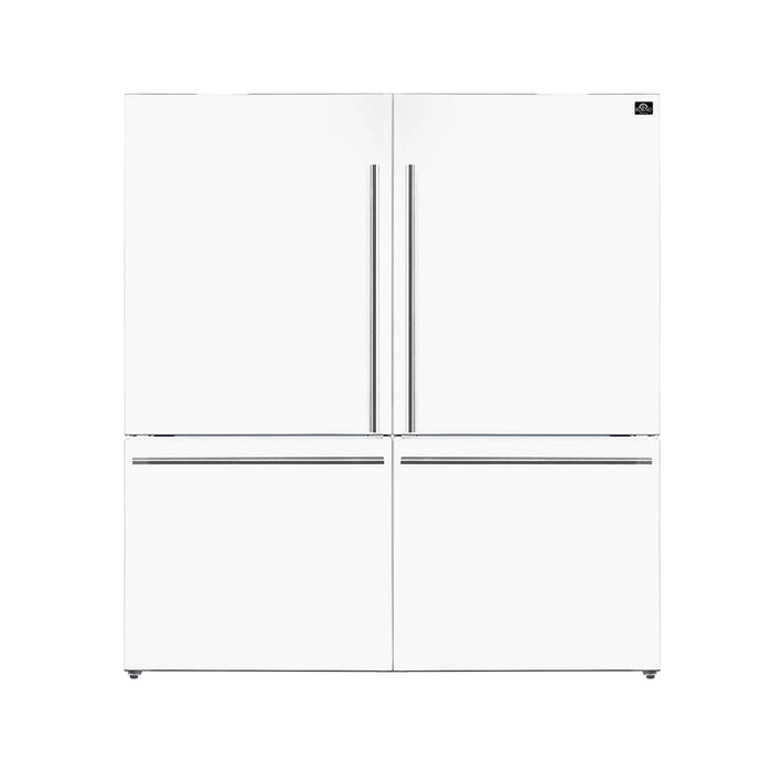 Forno Milano FFFFD1787-60WHT 62″ White 2-Piece Freestanding Refrigerator with Dual Bottom Freezers, 34.4 cu ft