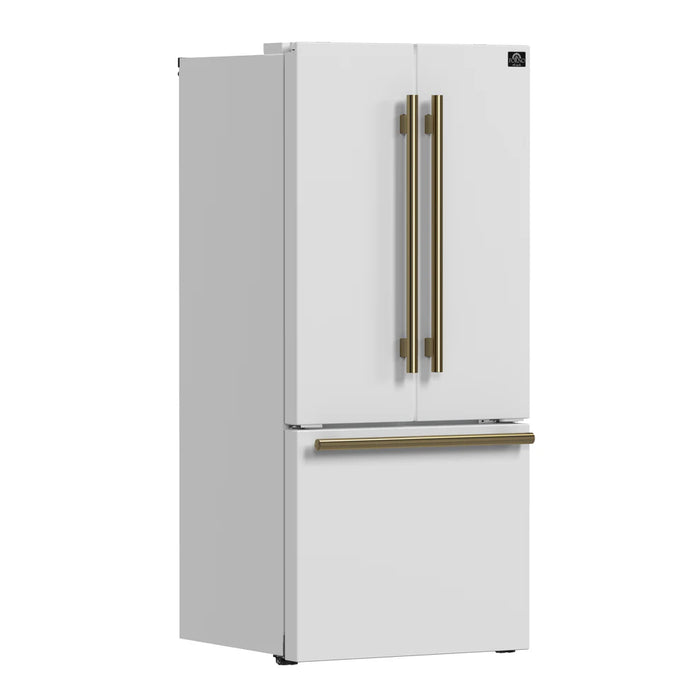 Forno Gallipoli Espresso FFFFD1974-31WHT 30″ White French Door Refrigerator with Bottom Freezer, 17.5 cu ft