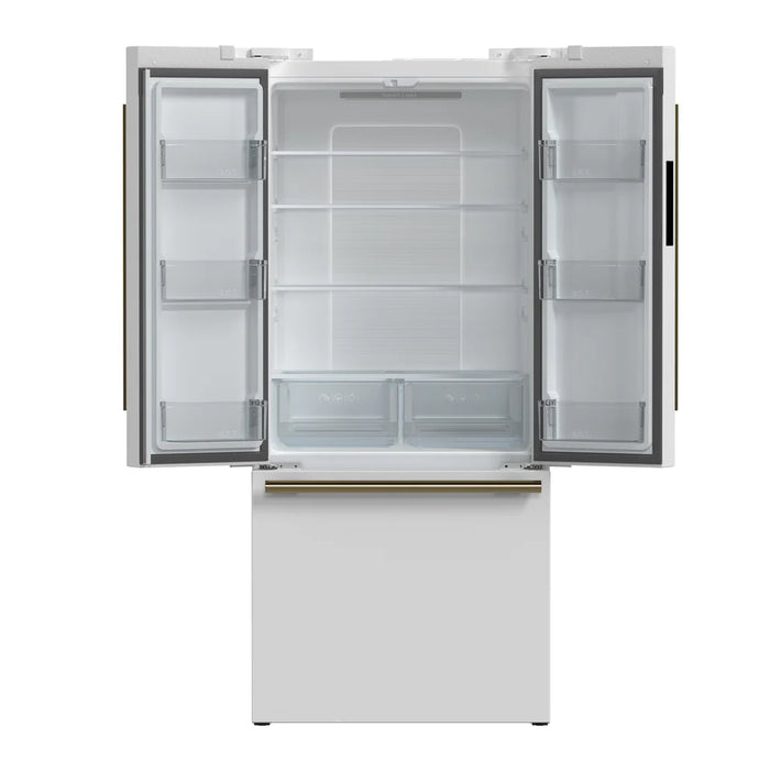 Forno Gallipoli Espresso FFFFD1974-31WHT 30″ White French Door Refrigerator with Bottom Freezer, 17.5 cu ft
