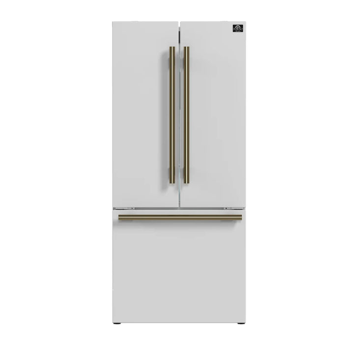Forno Gallipoli Espresso FFFFD1974-31WHT 30″ White French Door Refrigerator with Bottom Freezer, 17.5 cu ft