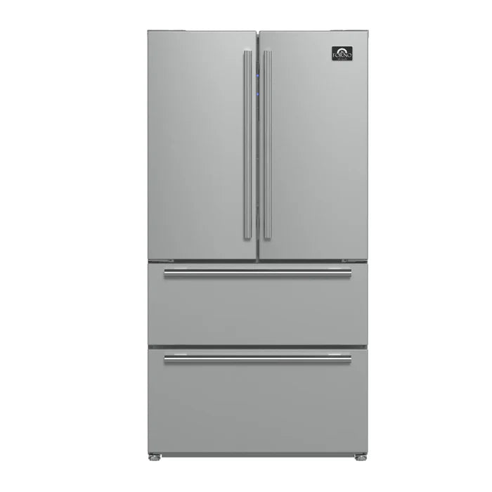 Forno Premium Kitchen Appliance Package – 36″ Freestanding Dual Fuel Range + 36″ French Door Refrigerator + 24″ Built-In Dishwasher