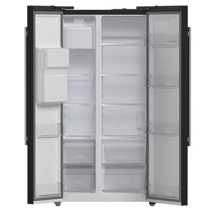 Forno Salerno FFRBI1844‑36BLK 36″ Black Side‑by‑Side Refrigerator, 20 cu ft, Frost‑Free, Ice & Water Dispenser