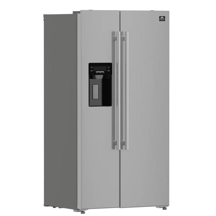 Forno Salerno FFRBI1844‑36SB 36″ Side‑by‑Side Freestanding Refrigerator, Stainless Steel, 20 cu ft