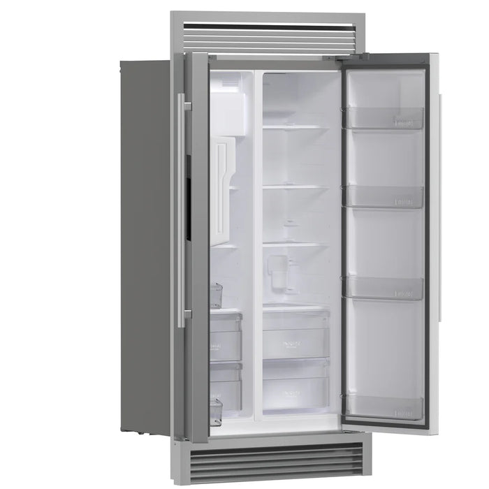 Forno Salerno FFRBI1844‑40SG 40″ Built‑In Stainless Steel Side‑by‑Side Refrigerator, 20 cu ft