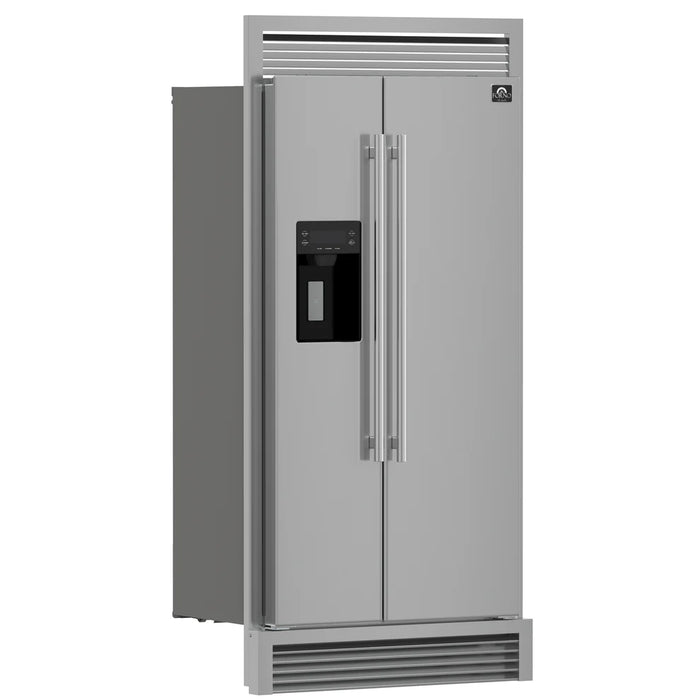 Forno Salerno FFRBI1844‑40SG 40″ Built‑In Stainless Steel Side‑by‑Side Refrigerator, 20 cu ft