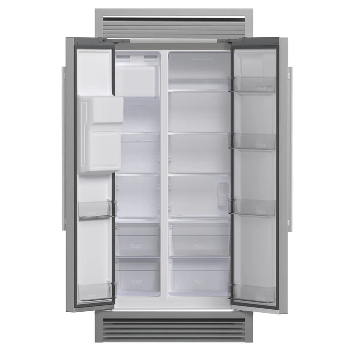 Forno Salerno FFRBI1844‑40SG 40″ Built‑In Stainless Steel Side‑by‑Side Refrigerator, 20 cu ft