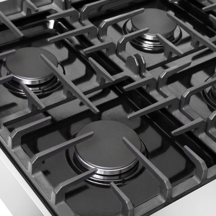 Cosmo 36-Inch Gas Cooktop with 6 Sealed Italian Burners, Black Porcelain Surface & Cast Iron Grates in Stainless Steel (COS-GRT366)