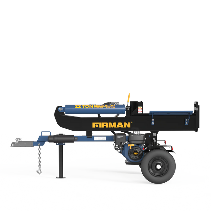 Firman Power Equipment GS2201 22‑Ton Portable Log Splitter – Vertical & Horizontal Operation, 196cc Engine, Auto‑Return Valve, Low‑Oil Shut‑off